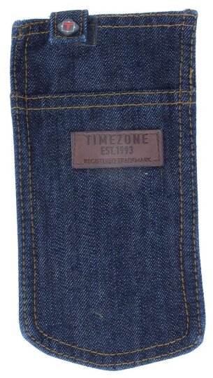 Stylische Jeanstasche TIMEZONE mit Aufnäher und Klettverschluss in Dunkelblau | NEU