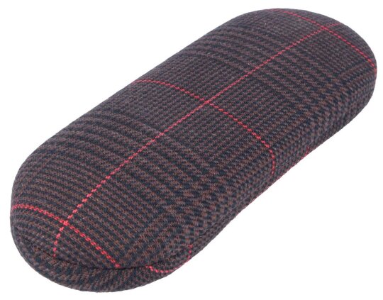 Schönes Brillenetui ISLAY mit weichem Stoffbezug und stylischem Karomuster in Dunkelbraun