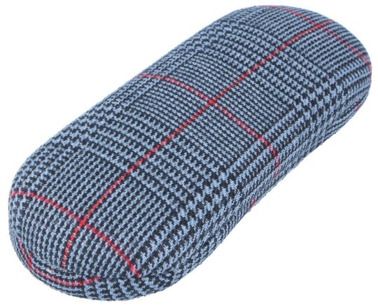 Schönes Brillenetui ISLAY in Grau mit weichem Stoffbezug und stylischem Karomuster