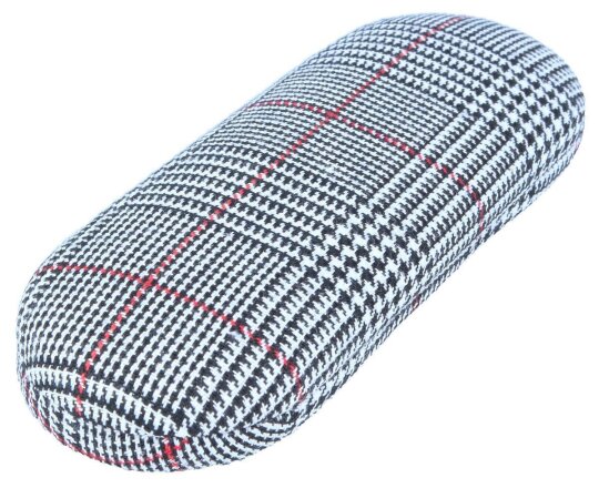 Schönes Brillenetui ISLAY in Weiß mit weichem Stoffbezug und stylischem Karomuster