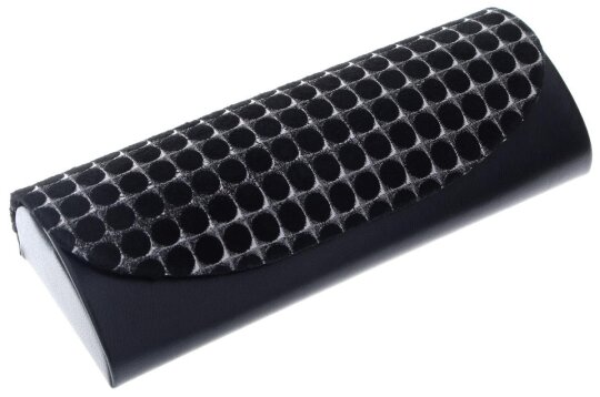 Edles Echtleder-Brillenetui mit Magnetverschluss LAURA mit glänzender Oberseite in Schwarz - Silber