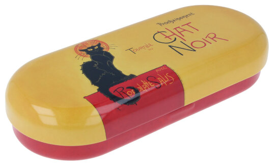 Schönes Hartschalen-Brillenetui CHAT NOIR mit klassischem Motiv aus Metall