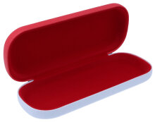 Lustiges Hartschalen-Brillenetui mit niedlichem Tiermotiv BUDDY und Metallscharnier in Rot