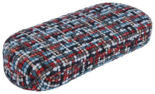 Stylisches Hartschalen-Brillenetui CONNECTION in Rot mit mehrfarbigem Stoffbezug im Webmuster