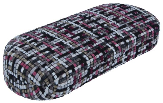 Stylisches Hartschalen-Brillenetui CONNECTION in Pink mit mehrfarbigem Stoffbezug im Webmuster