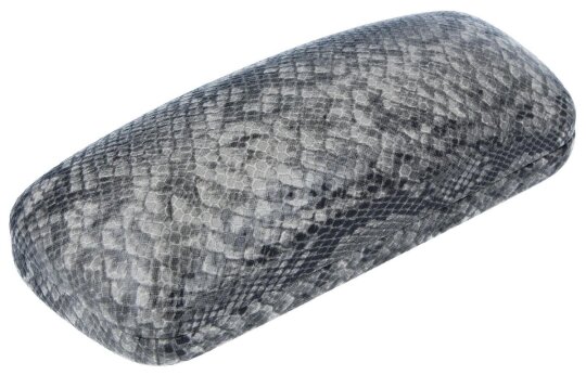 Graues Hartschalen-Brillenetui "Cobra" mit glattem Kunstlederbezug im Schlangen-Design