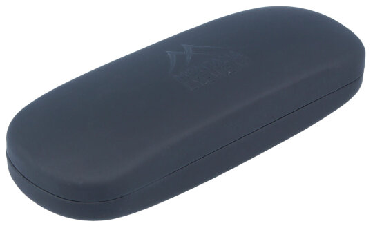 flaches, gummiertes MONTANA EYEWEAR Brillenetui in schwarz mit Mikrofasertuch