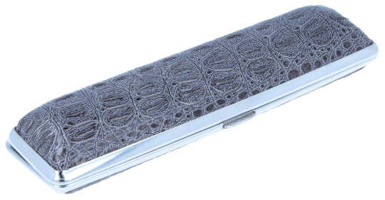 Kleines, schmales Hartschalen-Etui mit Kunstlederbezug im Krokodil-Design