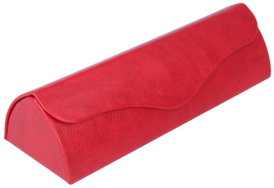 edles, dreieckiges Kunstleder-Brillenetui "Lipari" mit Magnetverschluss in rot