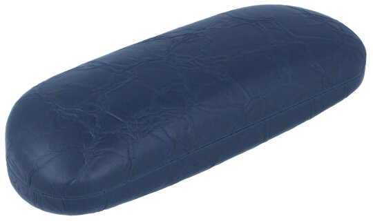 Hübsches Hartschalen-Brillenetui PORTLAND im Lederlook mit Metallscharnier in blau