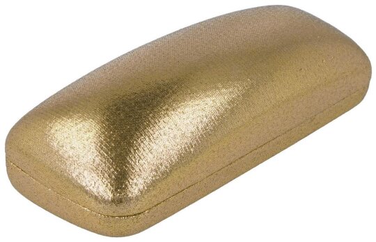 Goldenes Hartschalen-Brillenetui "Glossy" mit glänzendem Stoffbezg und Metallscharnier