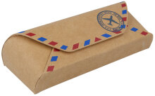 Vintage Brillenetui "Airmail" aus Recycling-Papier mit Magnetverschluss und Aufdruck