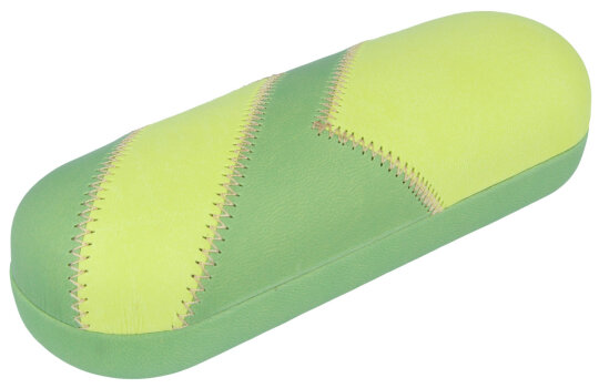 Zweifarbiges Hartschalen-Brillenetui "Aaron" mit Kunstlederbezug und Ziernaht Grün