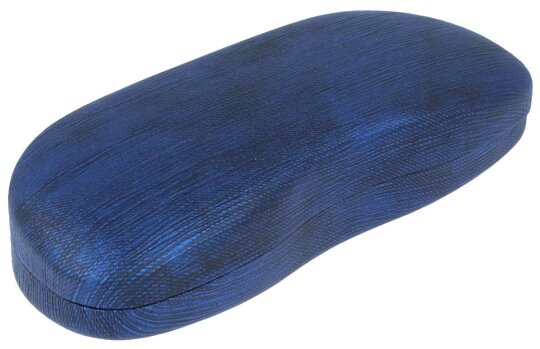 Strukturiertes Hartschalen-Brillenetui "Golzi" im modernen Holzdesign in Blau