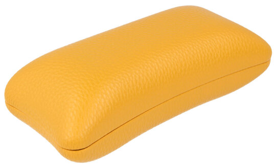 Geräumiges Hartschalen-Brillenetui "Ellen" mit edlem Bezug in Lederoptik in Gelb