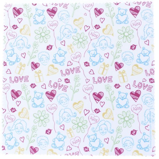Polyclean Microfasertuch mit Motiv "Scribbles Love" 17,5 x 17,5 cm