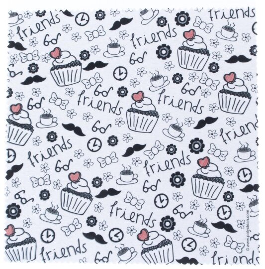 Polyclean Microfasertuch mit Motiv SCRIBBLES FRIENDS | 17,5 x 17,5 cm
