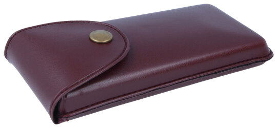 Rotbraunes Einsteck-Brillenetui BROOK aus edlem Kunstleder mit Druckknopf-Verschluss