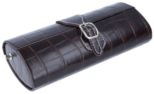 Edles Taschenetui aus Kunstleder in CROCO-Optik mit Schminkspiegel und Schulterriemen