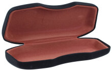 Schwarzes Hartschalen-Brillenetui "Jascha" mit glattem Silky-Bezug und hochwertigem Metallscharnier