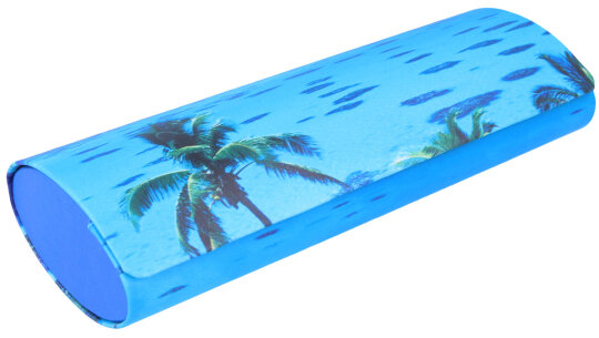 Schönes Hartschalen-Brillenetui "Blue Inspiration" mit tollem Palmen-Motiv