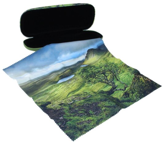 Malerisches Hartschalen-Motivetui mit passendem Microfasertuch "Landschaft"