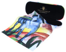 schönes Kunstdruck-Brillenetui mit weichem Microfaserbezug und Tuch - BLAUES PFERD von Franz Marc