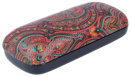 Rotes Hartschalen-Brillenetui "Mandala" mit hochwertigem Kunstlederbezug im schicken Mandalamuster