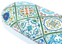 Orientalisches Hartschalen-Brillenetui "Almeria" mit gemustertem Kunstlederbezug in Grün