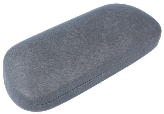 Graues Hartschalen-Brillenetui "Hallifax" aus Kunstleder mit Metallscharnier in klassischer Form