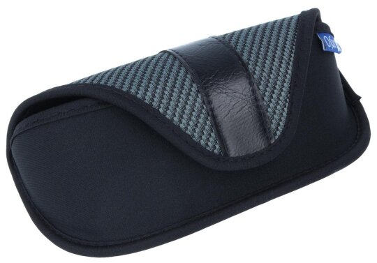 Extra großes Brillenetui aus hochwertigem Stoff mit Gürtelschlaufe in Schwarz