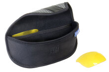 Extra großes Brillenetui aus hochwertigem Stoff mit Gürtelschlaufe in Schwarz