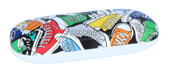 Trendiges, modernes Brillenetui mit Schuhmotiv - "Sneaker" in Blau