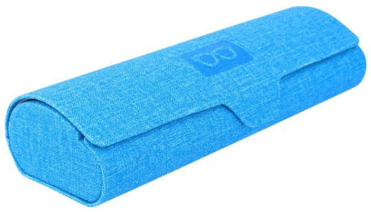 Geprägtes Brillenetui in Blau "Cyprus" mit Bezug in Leinen-Optik und Magnetverschluss