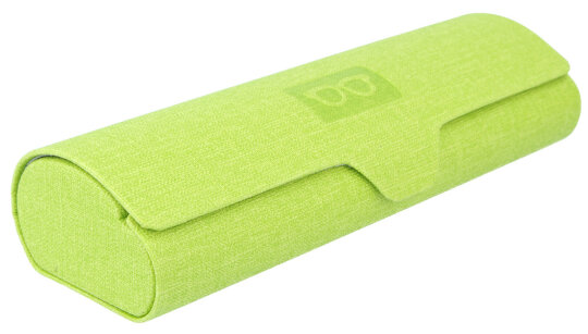 Hellgrünes Brillenetui "Cyprus" mit Bezug in Leinen-Optik und Brillen-Prägung