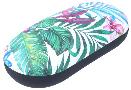 Tropisches Hartschalen-Brillenenetui in Weiß "Tropical" im sommerlichen Design