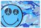 Lustiges Microfasertuch mit blauem Smiley-Motiv zum Brille Reinigen 10 x 15 cm - Motiv 03