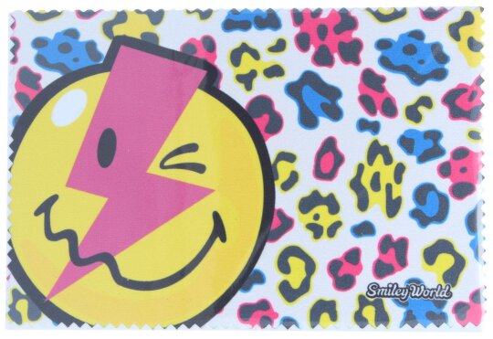 Lustiges Microfasertuch mit buntem Smiley-Motiv zum Brille Reinigen 10x15cm - Motiv 04