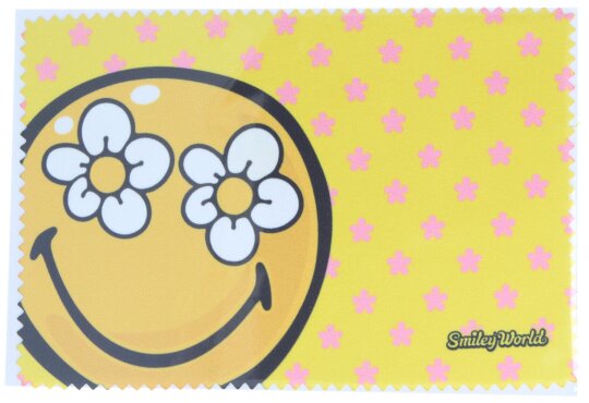 Lustiges Microfasertuch mit gelbem Smiley-Motiv zum Brille Reinigen 10 x 15 cm - Motiv 05