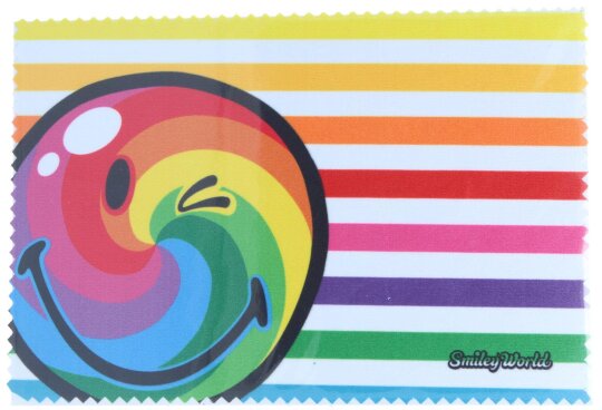 Lustiges Microfasertuch mit Regenbogen-Smiley-Motiv zum Brille Reinigen 10 x 15 cm - Motiv 07