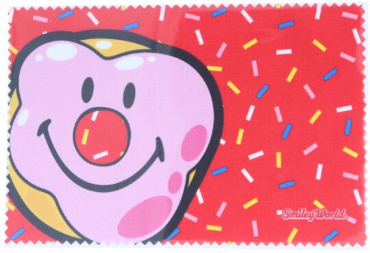 Lustiges Microfasertuch mit rotem Smiley-Motiv zum Brille Reinigen 10 x 15 cm - Motiv 10