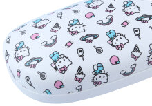 Weißes Hartschalen-Brillenetui mit Metallscharnier mit süßem HELLO KITTY - Motiv