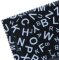 Polyclean Microfasertuch mit BLACK AND WHITE-Motiv "Buchstaben" auf schwarzem Untergrund
