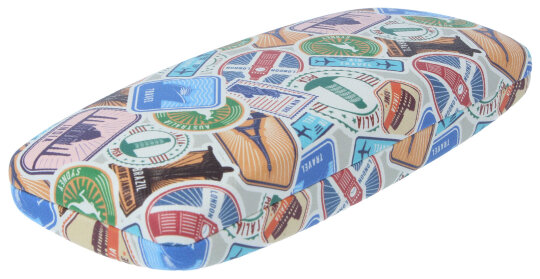 Cooles Hartschalen-Etui "Tavel - Briefmarken" mit schönem Reisesouvenirs-Motiv und Metallscharnier
