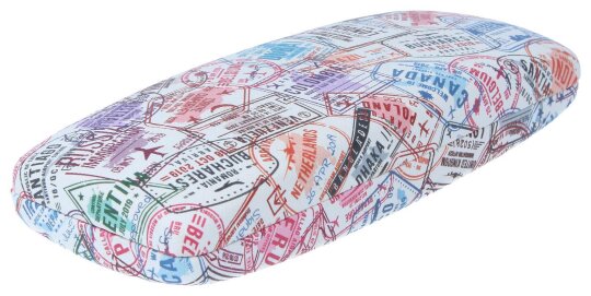 Cooles Hartschalen-Etui "Travel - Stempel" mit Metallscharnier und schönem Reisesouvenirs-Motiv