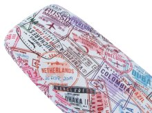 Cooles Hartschalen-Etui "Travel - Stempel" mit Metallscharnier und schönem Reisesouvenirs-Motiv
