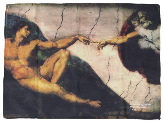 Michelangelo - Creation of Adam | Edles Brillenputztuch aus Microfaser 15 x 20 cm
