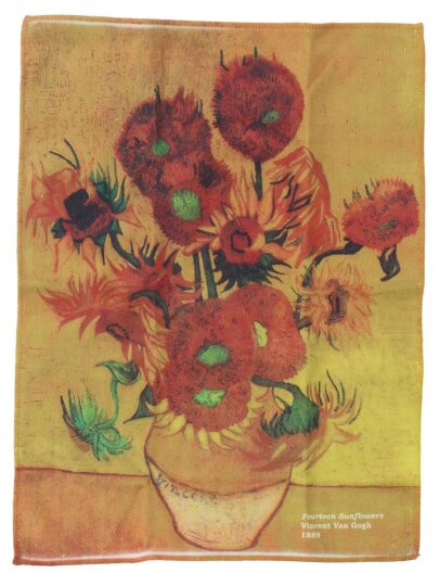 Vincent Van Gogh - Fourteen Sunflowers | Edles Brillenputztuch aus Microfaser 15 x 20 cm