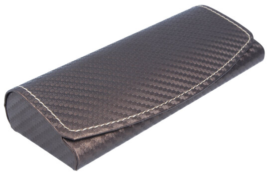 Edles Hartschalen-Brillenetui "Carbon" mit braunem Bezug im Carbon-Design und Magnetverschluss